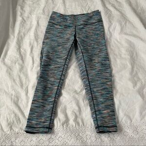Zella leggings EXTRA SMALL XS Cosmic Space cropped Green blue texture mesh